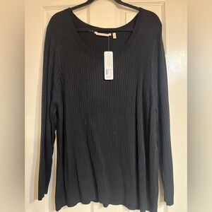 NWT Soft Surroundings Black Ribbed Long Sleeve Sweater